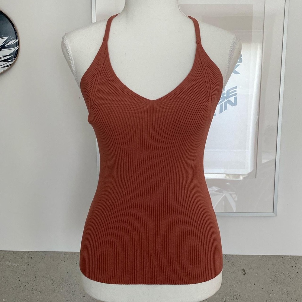 Sandro Terracotta Ribbed Camisole